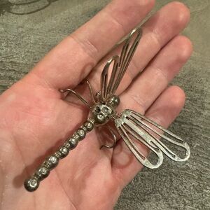 Vintage ONA Mexico Sterling Silver 925 Dragonfly Brooch Pin 3D